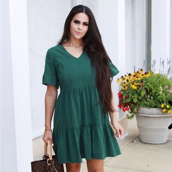 NURSING QUEEN DRESS WITH POCKETS -BELL SLEEVE- GREEN - Picture 1 of 5